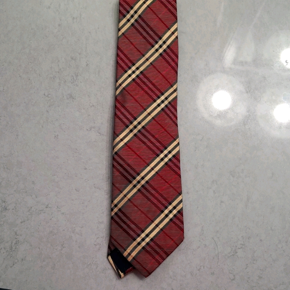 Burgundy Burberry Plaid Tie
